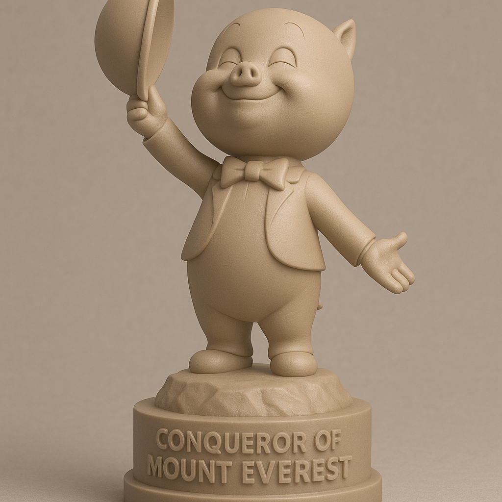 silhouette 3d printer maker-3d portrait printing_Charming Piggy Conqueror Statue