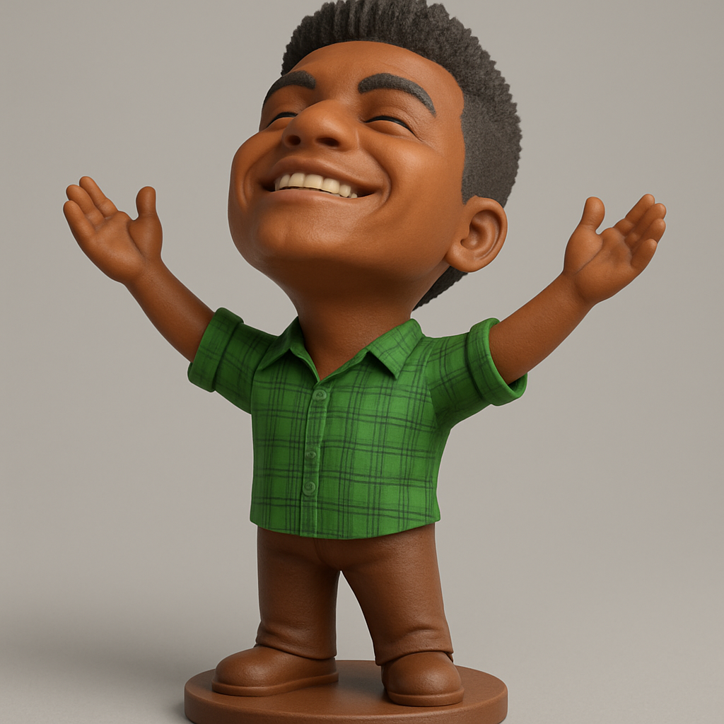 face anatomy 3d model-create 3d face model from photo_Embrace Joy: Happy Man Bobblehead Figurine Print
