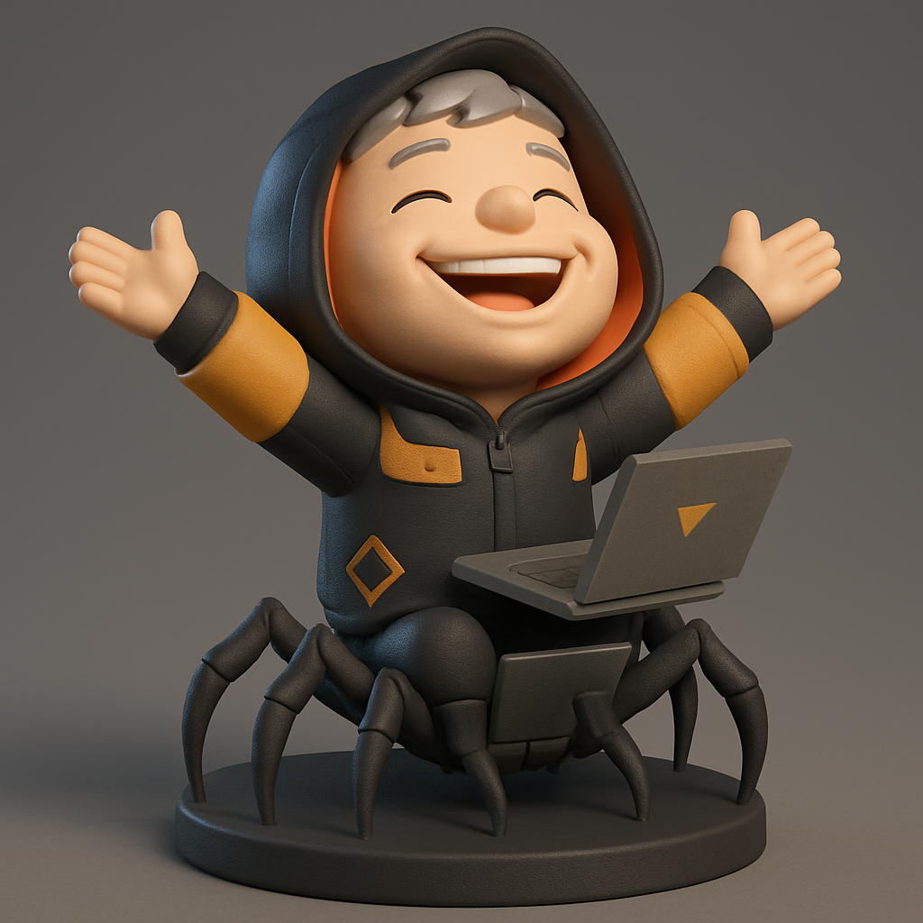 modular toy parts-interlocking 3D models_Code Master Spider-Bot: Joyful Hacker Figurine