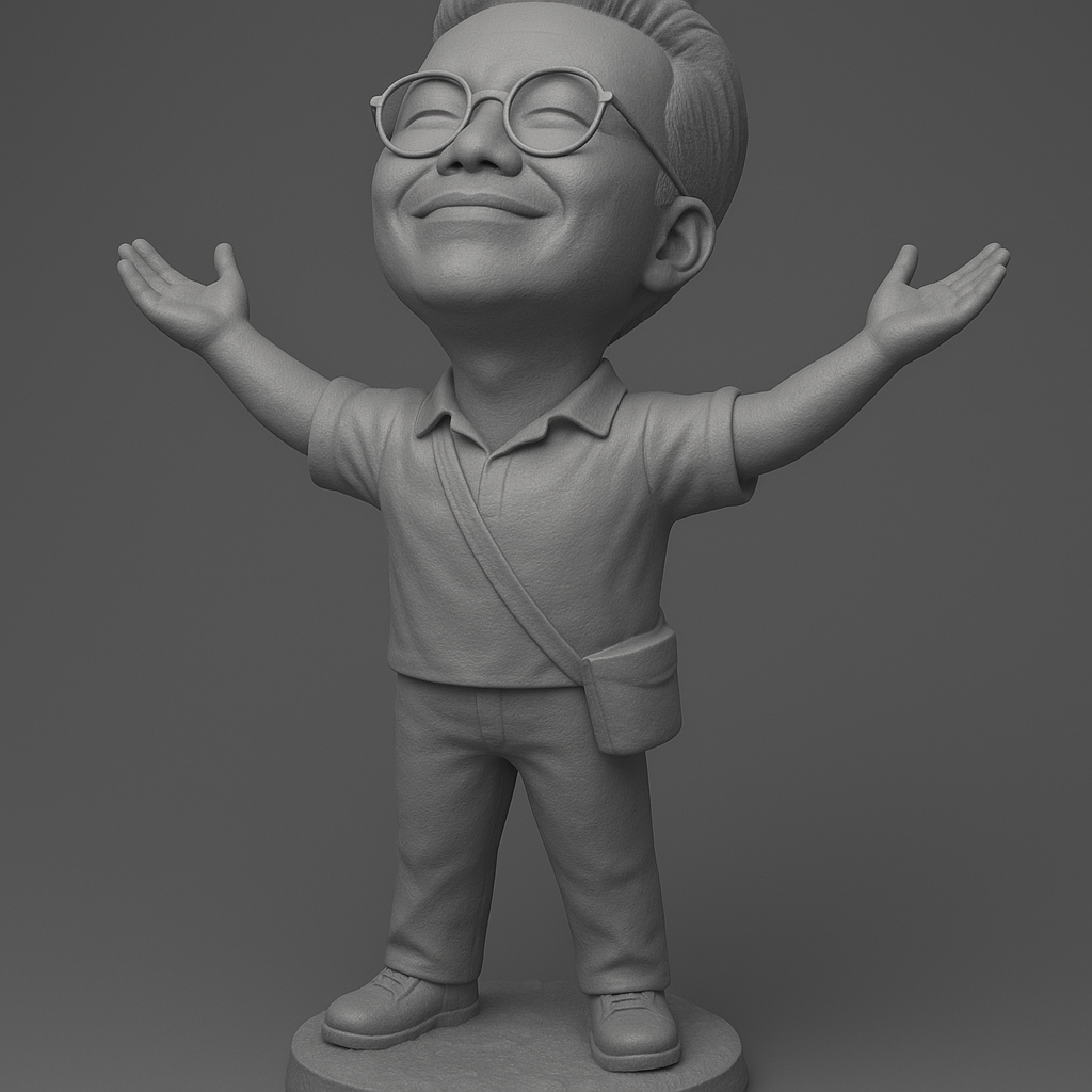 face anatomy 3d model-create 3d face model from photo_Cheerful Character Statue for 3D Printing