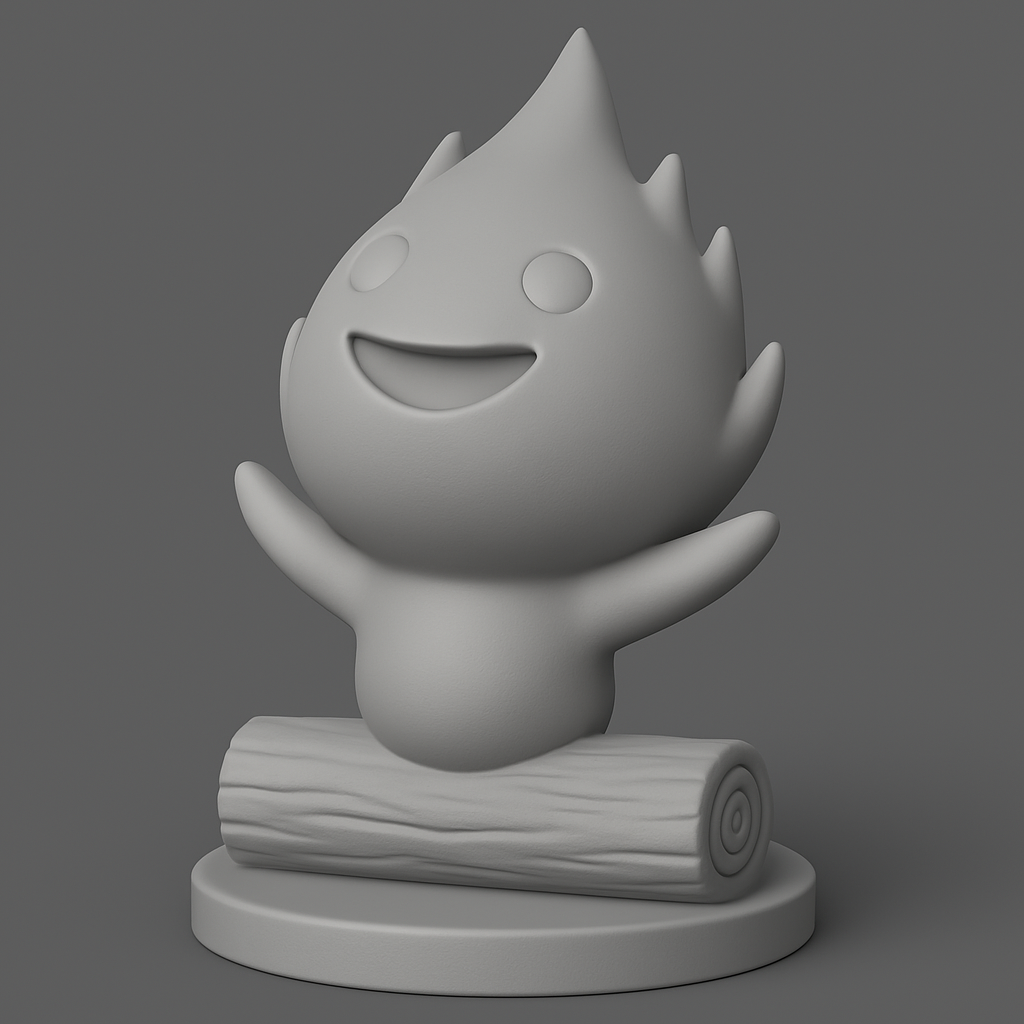 silhouette 3d printer maker-3d portrait printing_Cheerful Flame Character Figurine