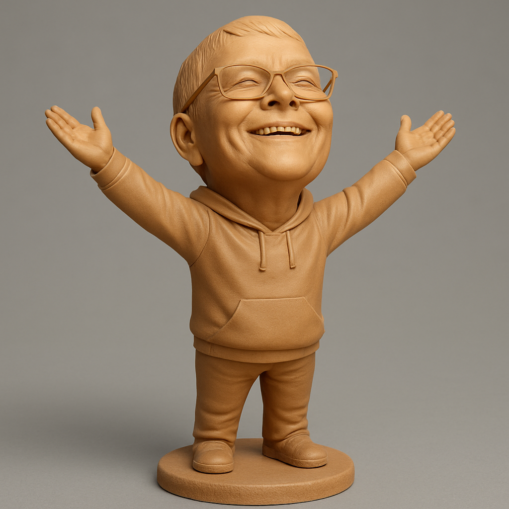 face anatomy 3d model-create 3d face model from photo_Radiant Joy Bobblehead: Personalized Happy Caricature Print