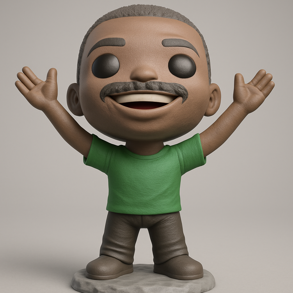face to 3d model ai-3D portrait printing from photo_Joyful Man Funko-Style Figure - Print & Display Cheer!