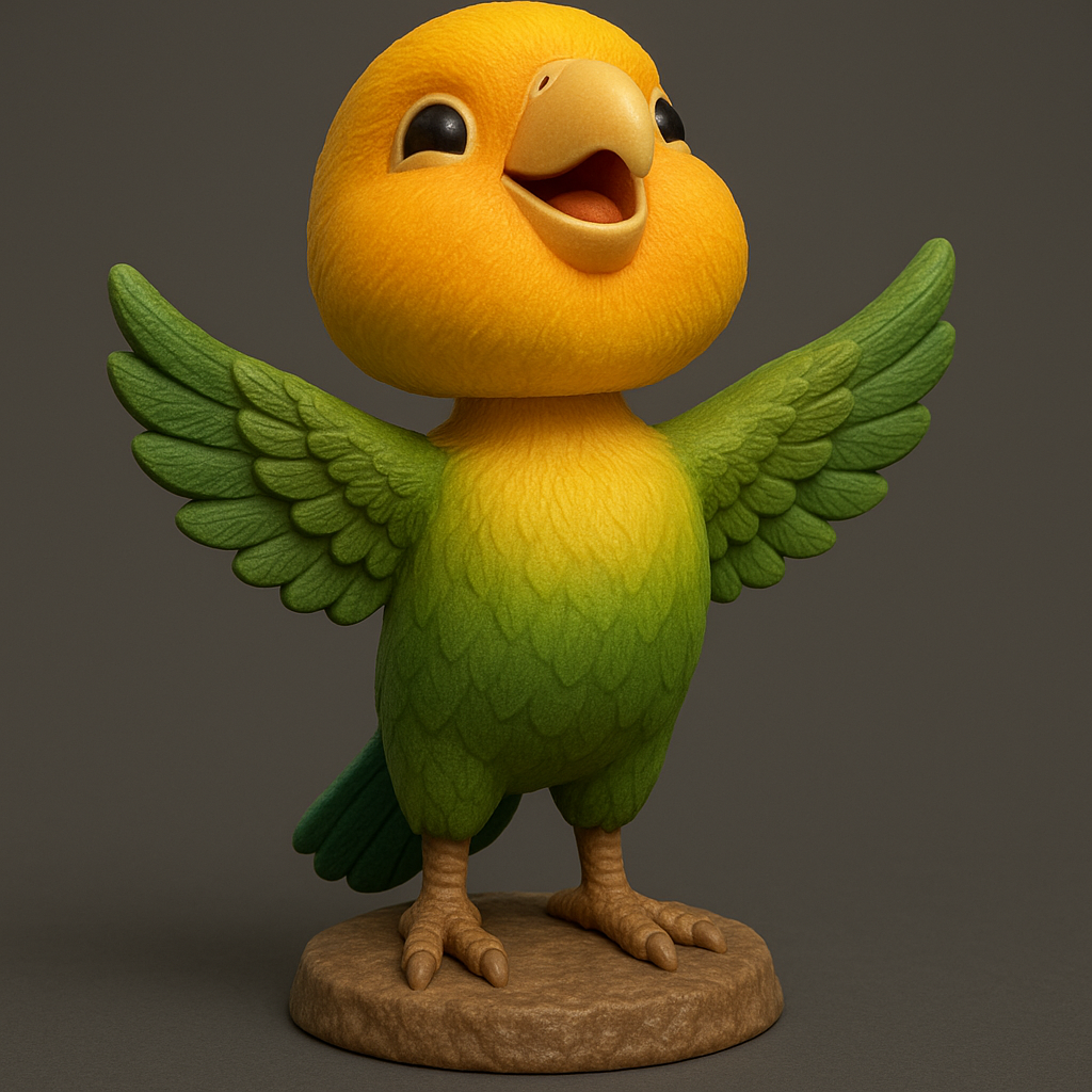 silhouette 3d printer maker-3d portrait printing_Cheerful Cartoon Bird Figurine
