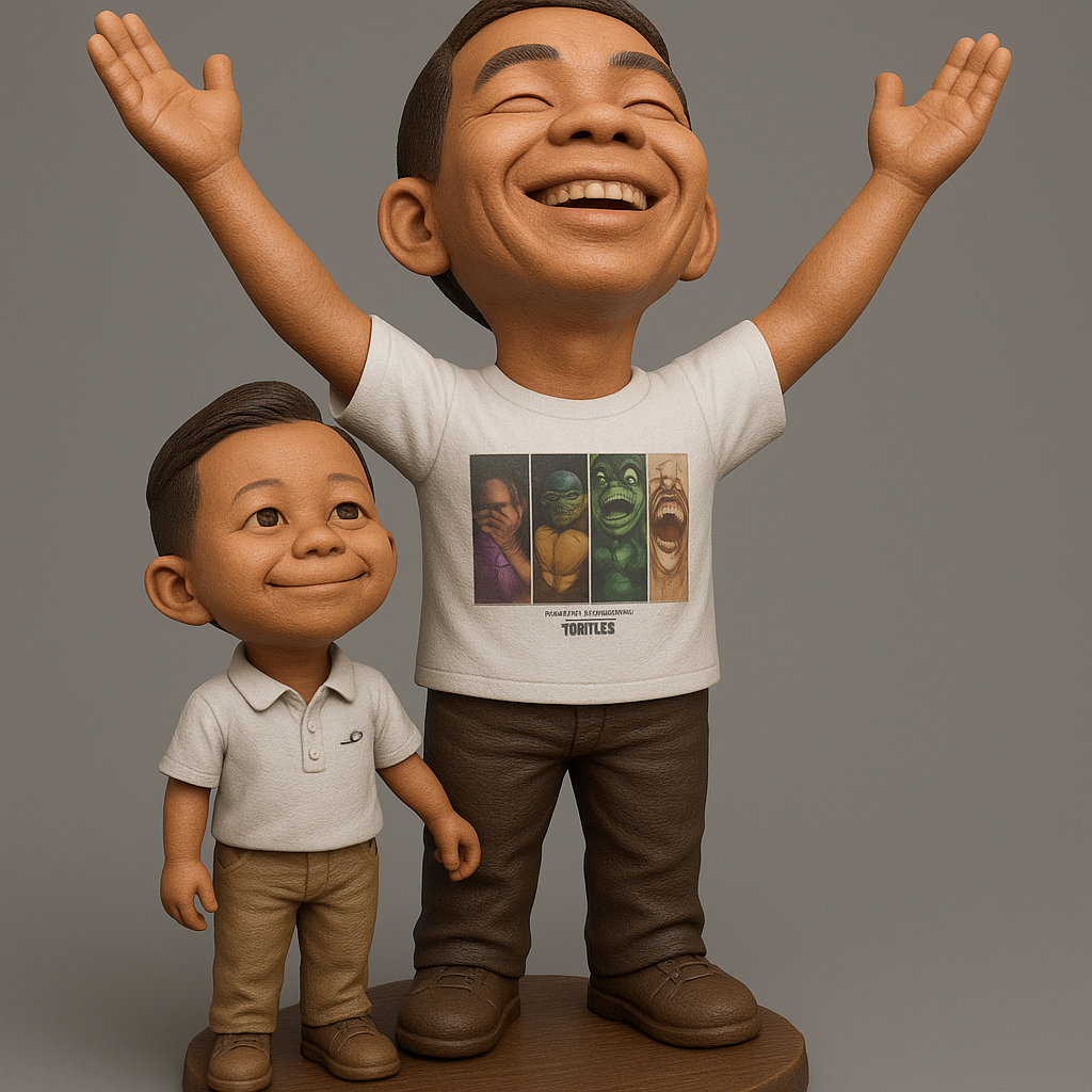 face anatomy 3d model-create 3d face model from photo_Dynamic Duo: Joyful Figurine Set