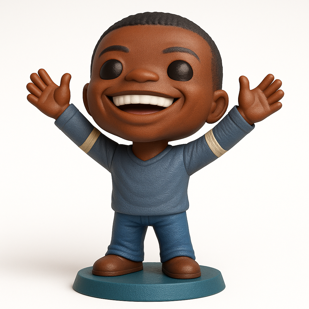 face to 3d model ai-3D portrait printing from photo_Joyful Boy Chibi Figurine - Happy Smile Desk Decor