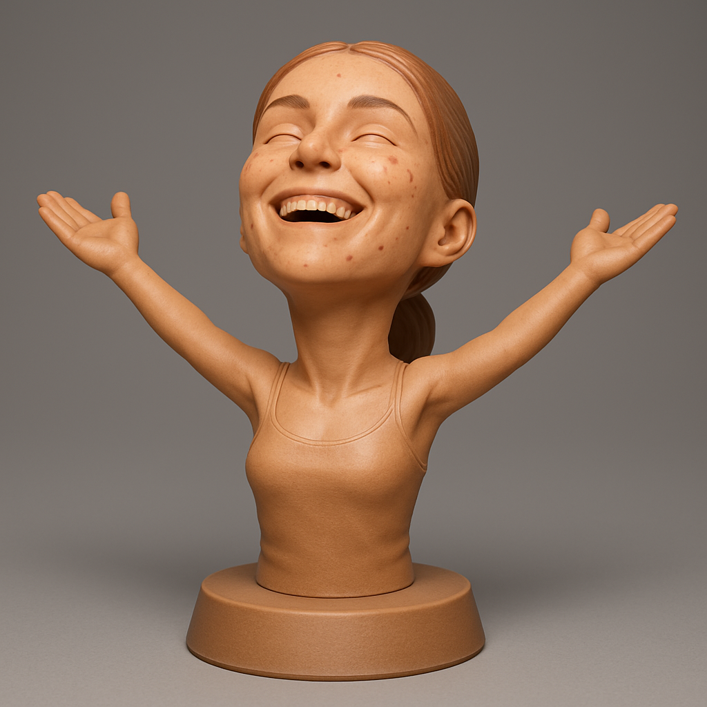 silhouette 3d printer maker-3d portrait printing_Joyful Embrace Bust: Celebrate Authentic Beauty