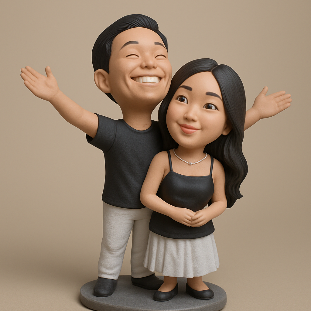 face anatomy 3d model-create 3d face model from photo_Joyful Couple Figurine - Celebrate Love in 3D!