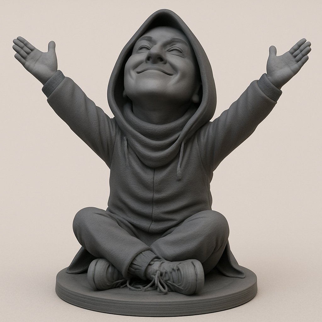 face to 3d model ai-3D portrait printing from photo_Uplifted Spirit: Joyful Meditator Desk Art