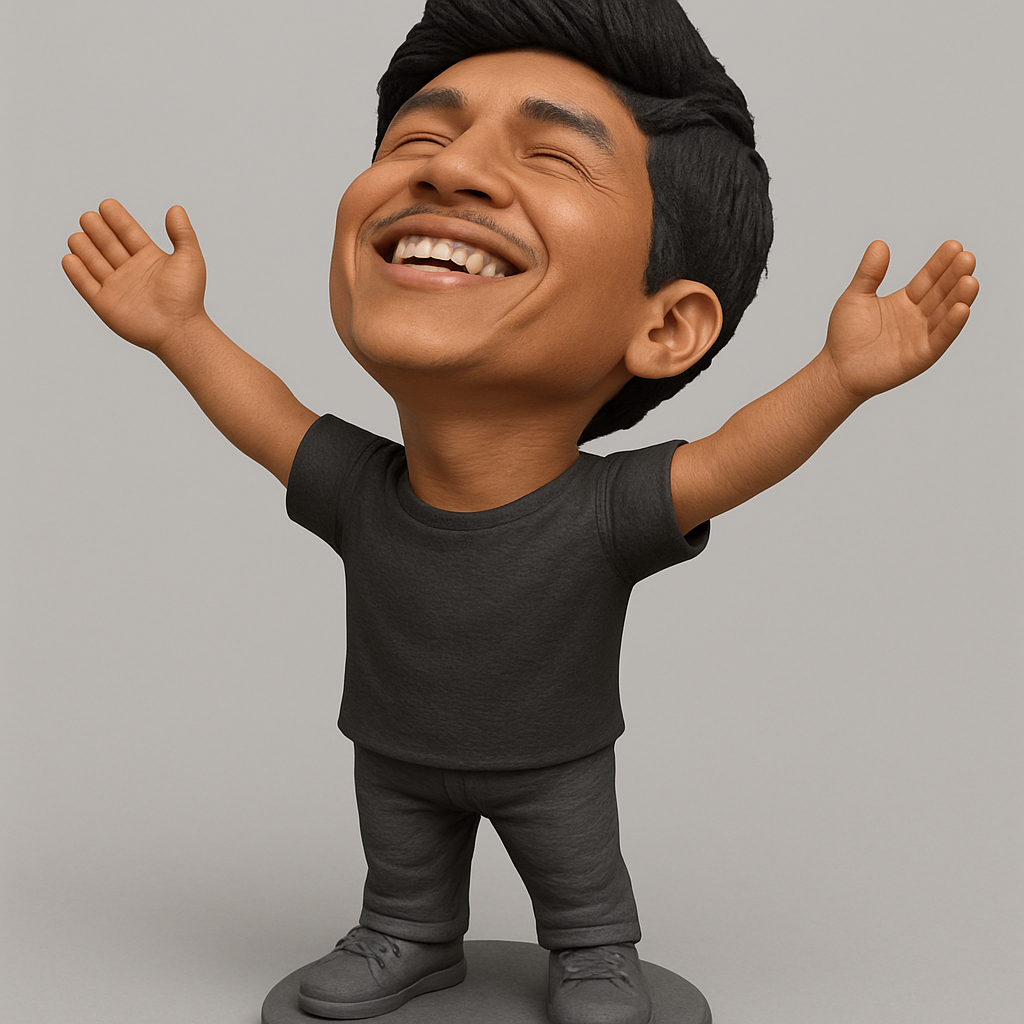 face to 3d model ai-3D portrait printing from photo_Embrace Joy: Uplifting Happy Character Figurine