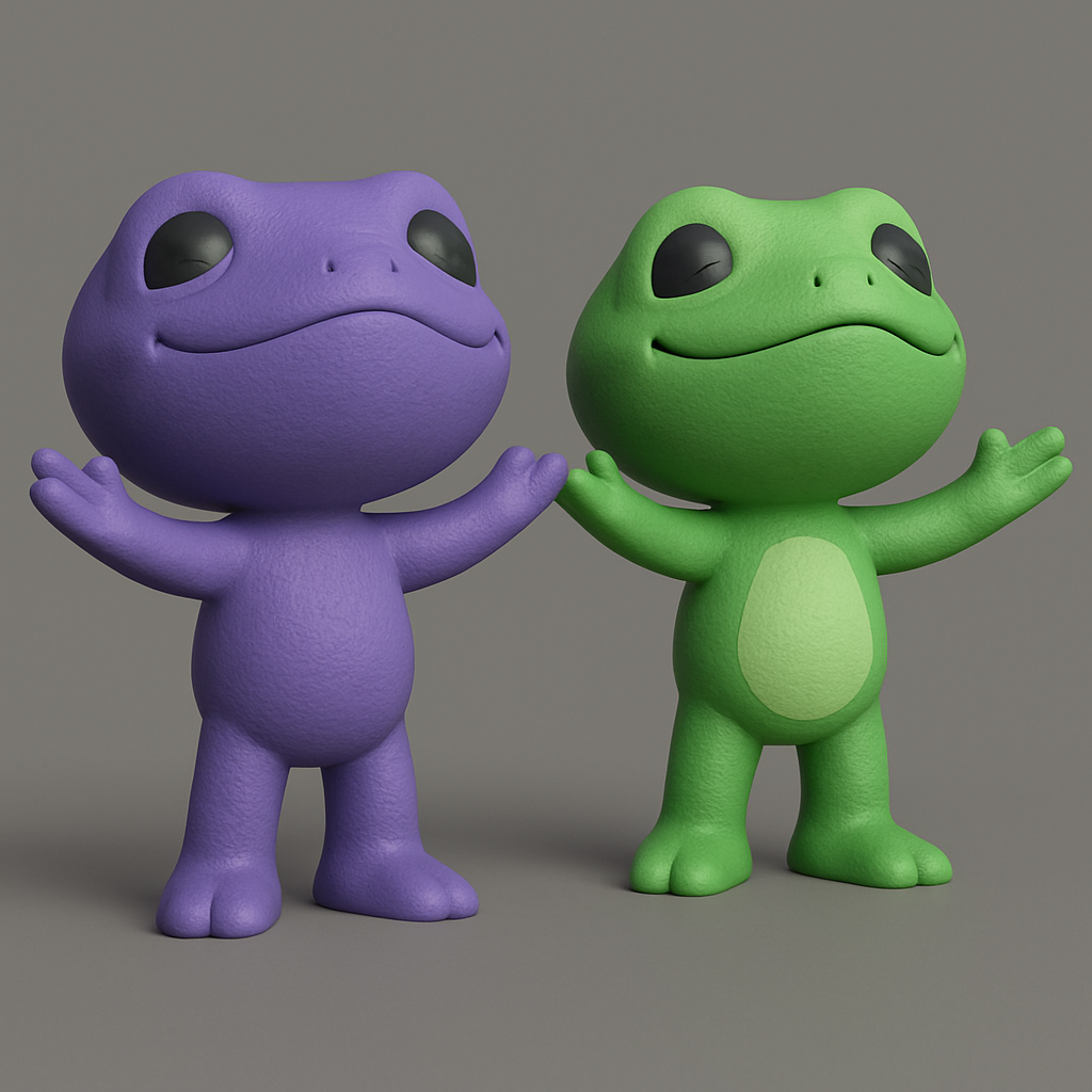 face anatomy 3d model-create 3d face model from photo_Happy Froggy Duo - Print Your Own Adorable Pals!