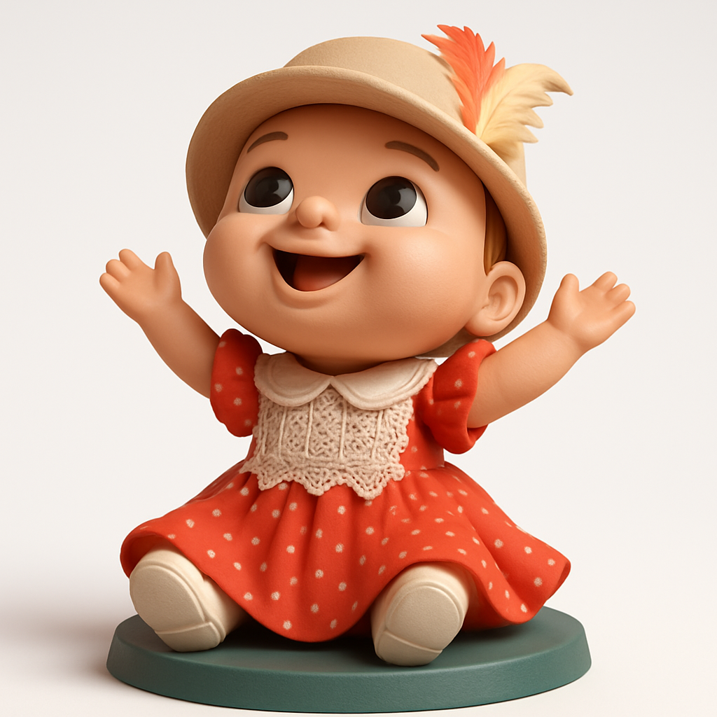 face anatomy 3d model-create 3d face model from photo_Joyful Bavarian Baby Figurine - Whimsical Decor