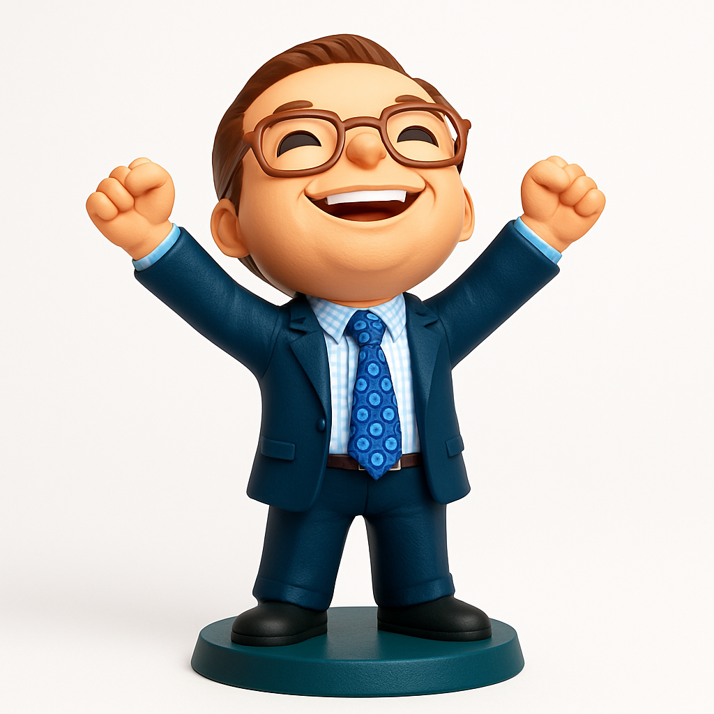 face to 3d model ai-3D portrait printing from photo_Celebrate Success: Joyful Executive Desk Figure