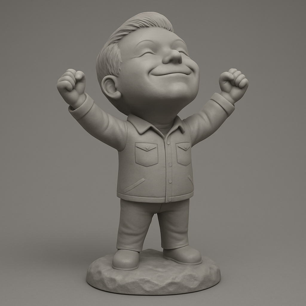 face to 3d model ai-3D portrait printing from photo_Triumphant Joy Figurine: Celebrate Every Victory