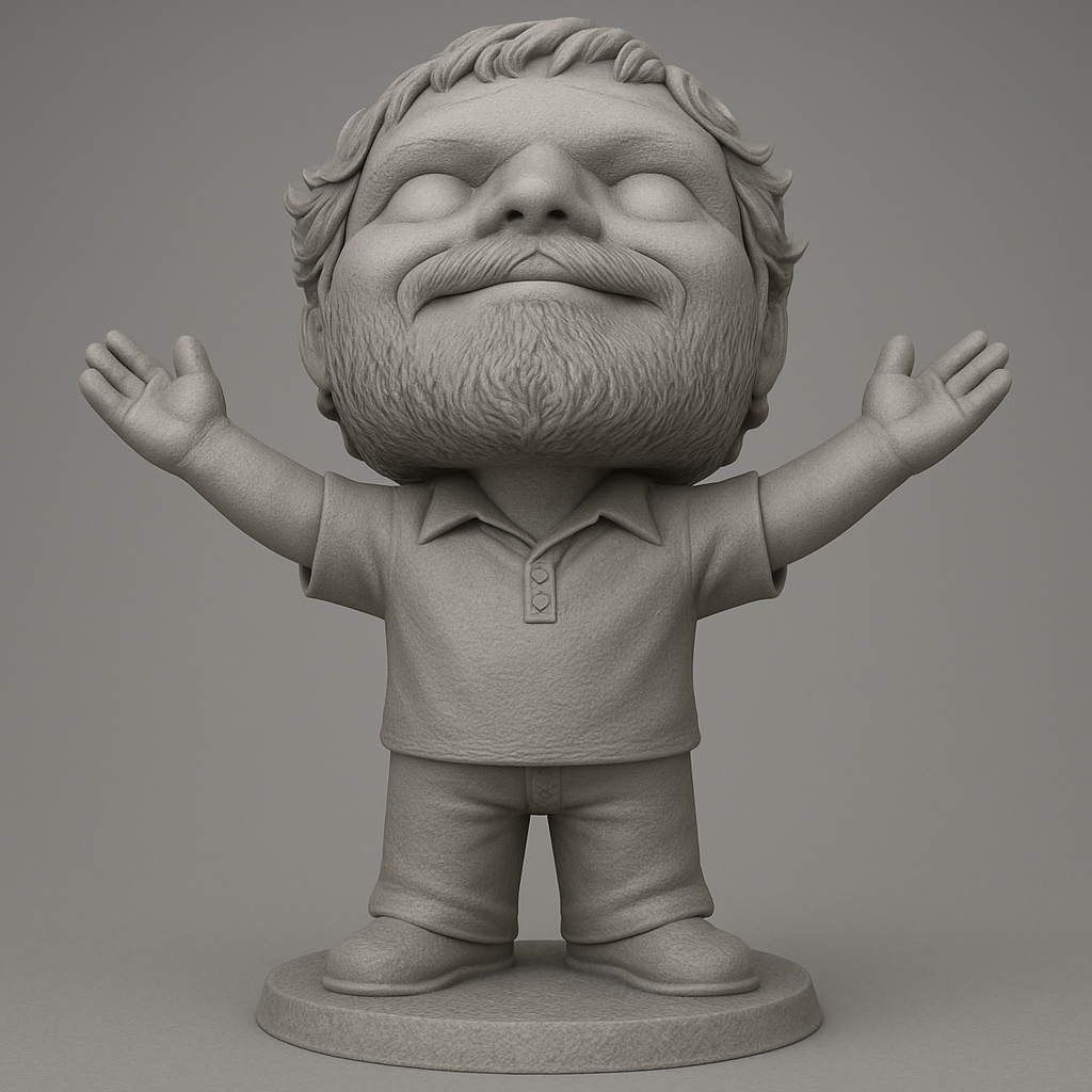 face to 3d model ai-3D portrait printing from photo_Joyful Embrace Bobblehead: Bearded Man Caricature