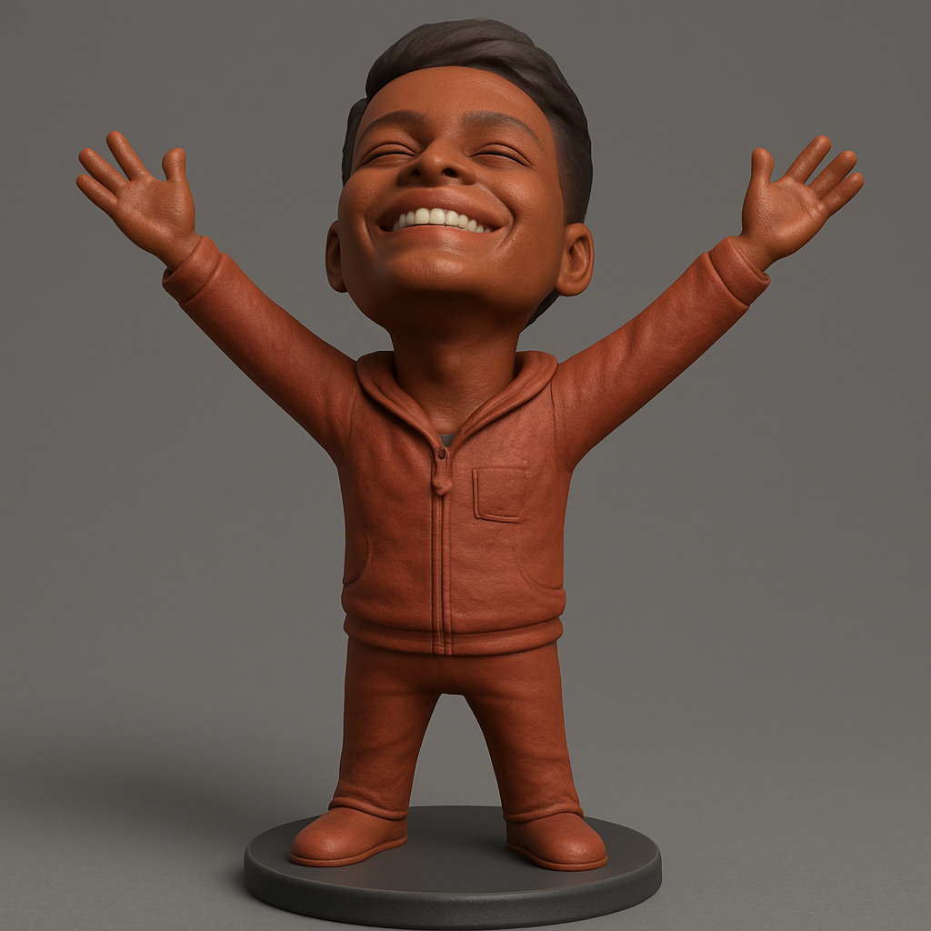 face to 3d model ai-3D portrait printing from photo_Spread Joy: Happy Boy Figurine - Perfect Desk Pal