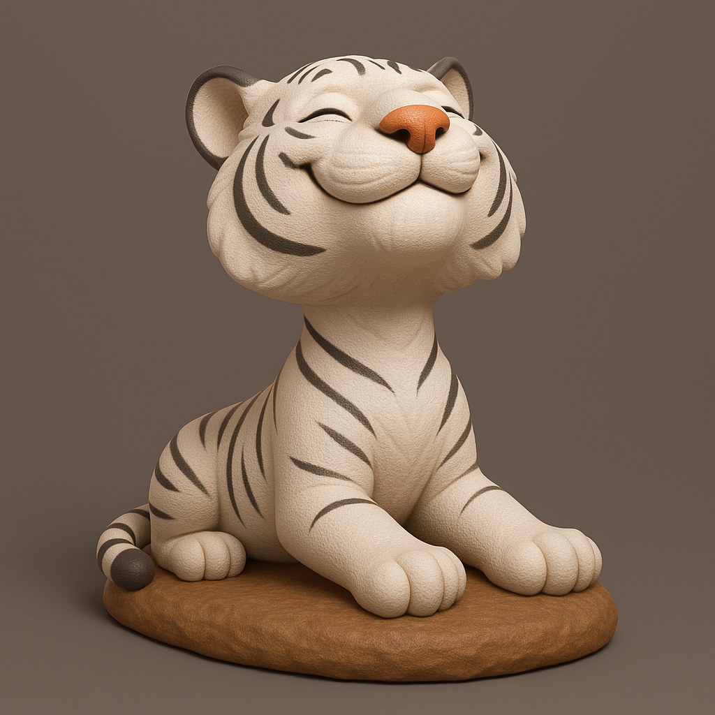 face anatomy 3d model-create 3d face model from photo_Adorable Smiling Tiger Figurine