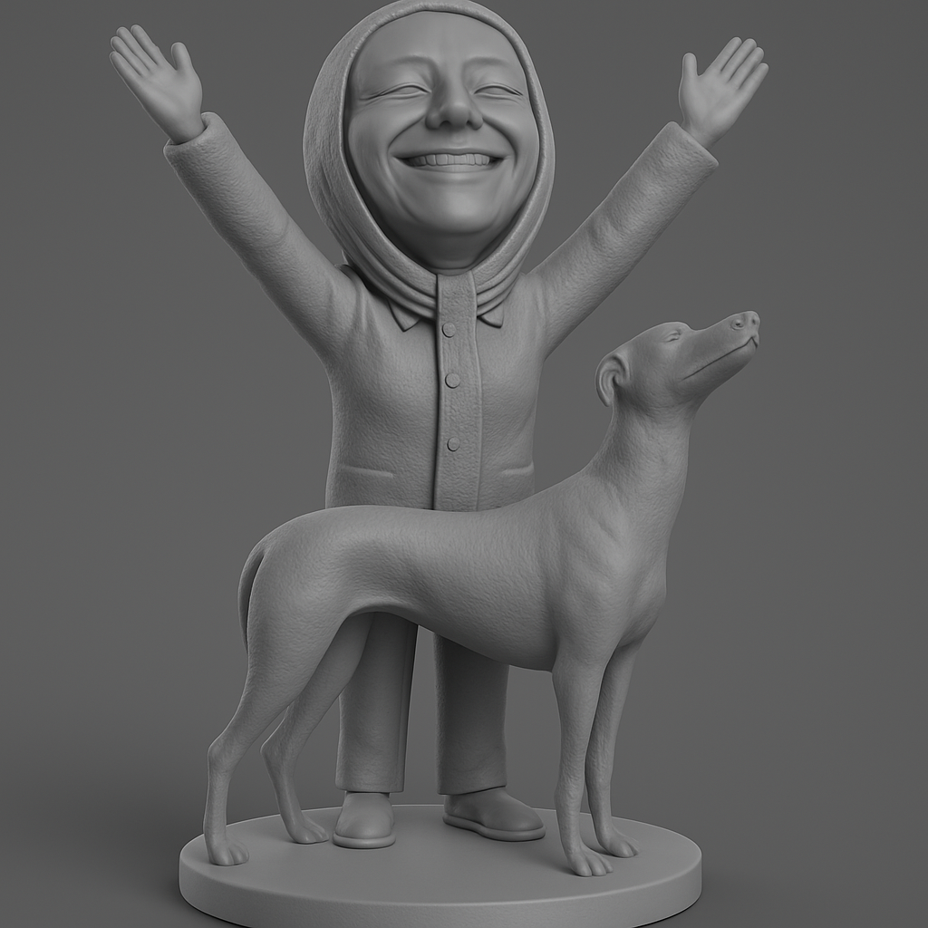 face anatomy 3d model-create 3d face model from photo_Happy Together: Uplifting Person & Dog Figurine