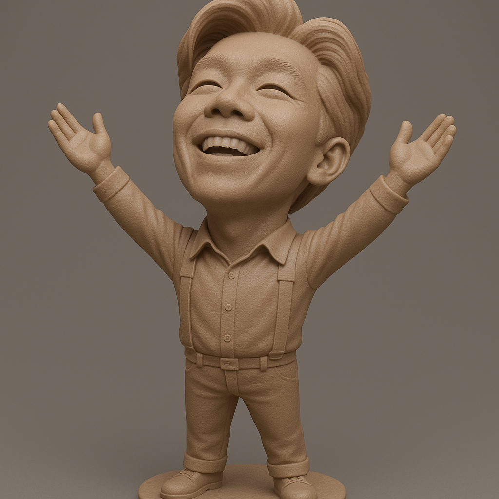 face anatomy 3d model-create 3d face model from photo_Joyful Figurine with Outstretched Arms