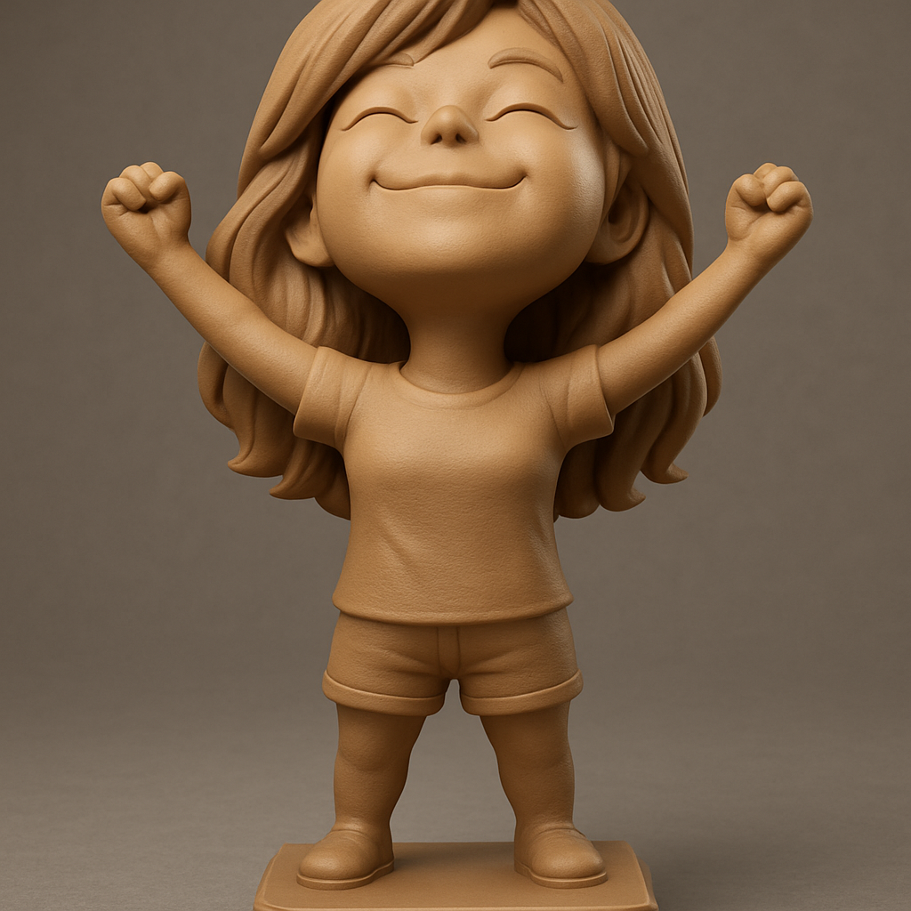 face anatomy 3d model-create 3d face model from photo_Celebrate Success: Happy Girl Triumph Statue
