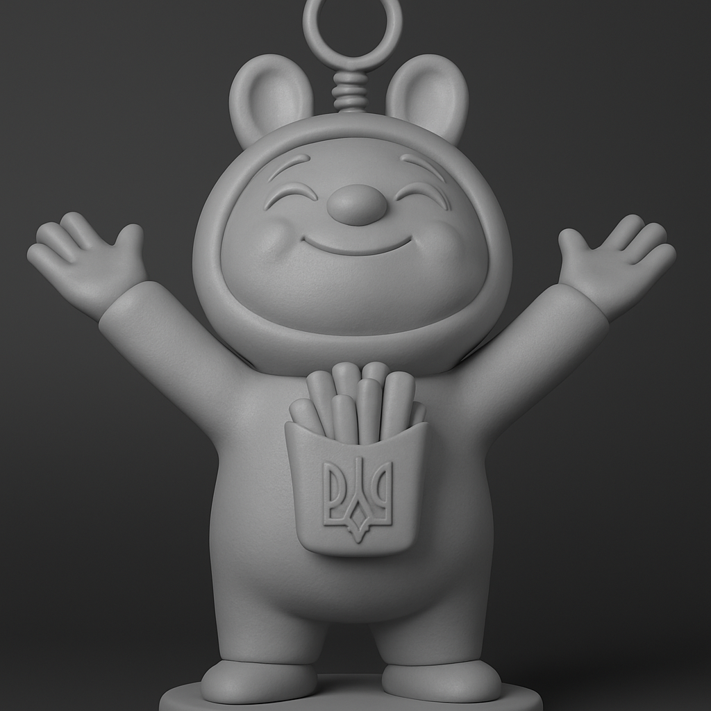 silhouette 3d printer maker-3d portrait printing_Happy Ukrainian Mascot w/ Fries & Trident