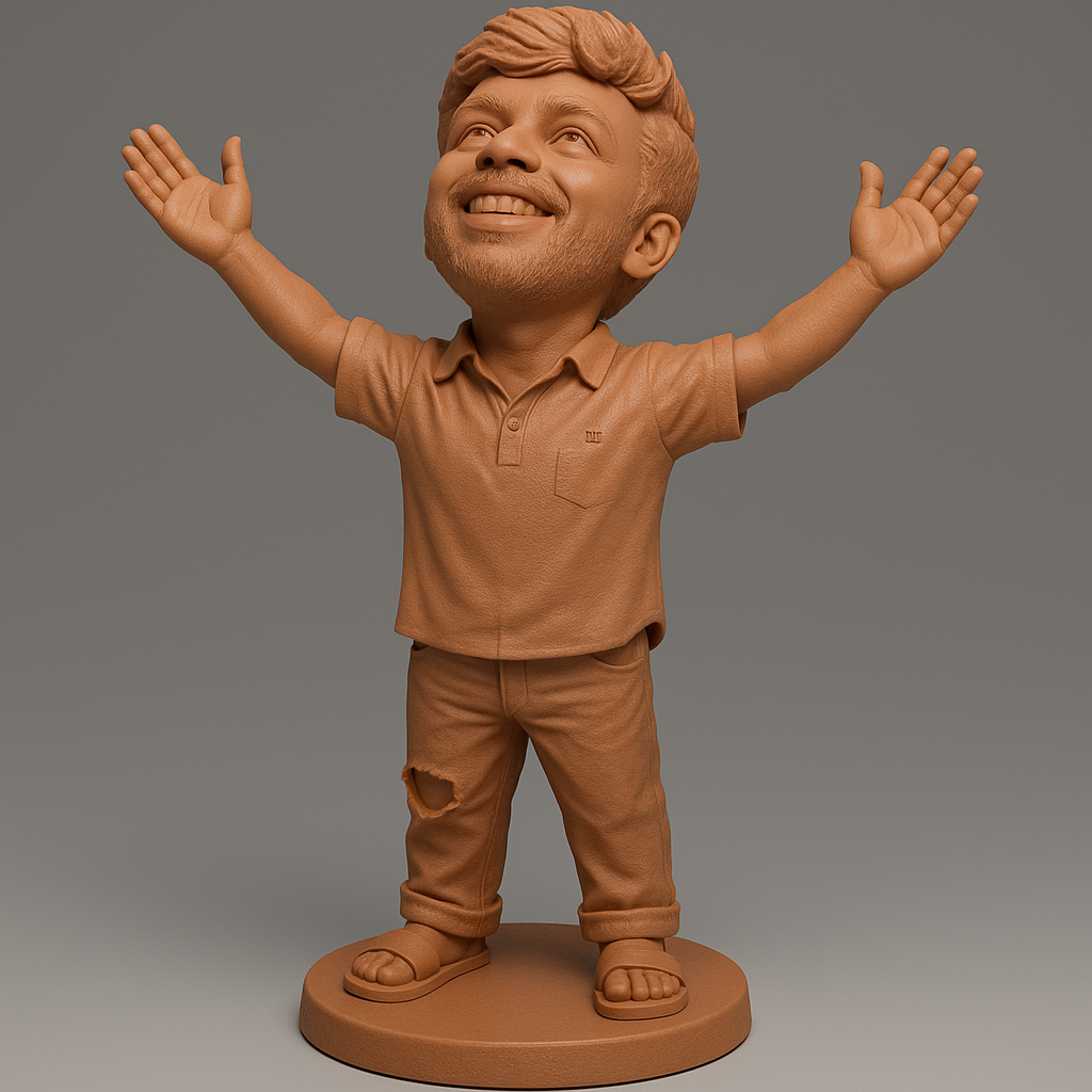 silhouette 3d printer maker-3d portrait printing_Joyful Character with Outstretched Arms