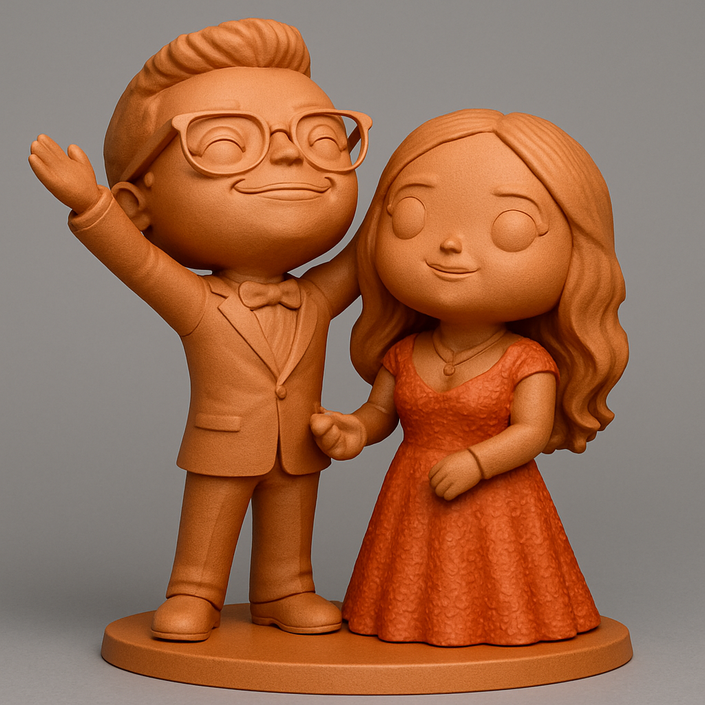face to 3d model ai-3D portrait printing from photo_Charming Chibi Couple: Personalized Wedding & Gift Figurine