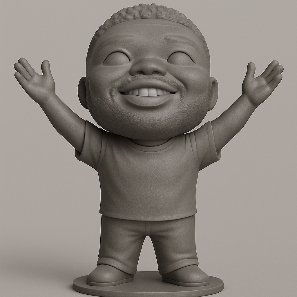 face anatomy 3d model-create 3d face model from photo_Happy Vibes Desk Buddy: Enthusiastic Figurine