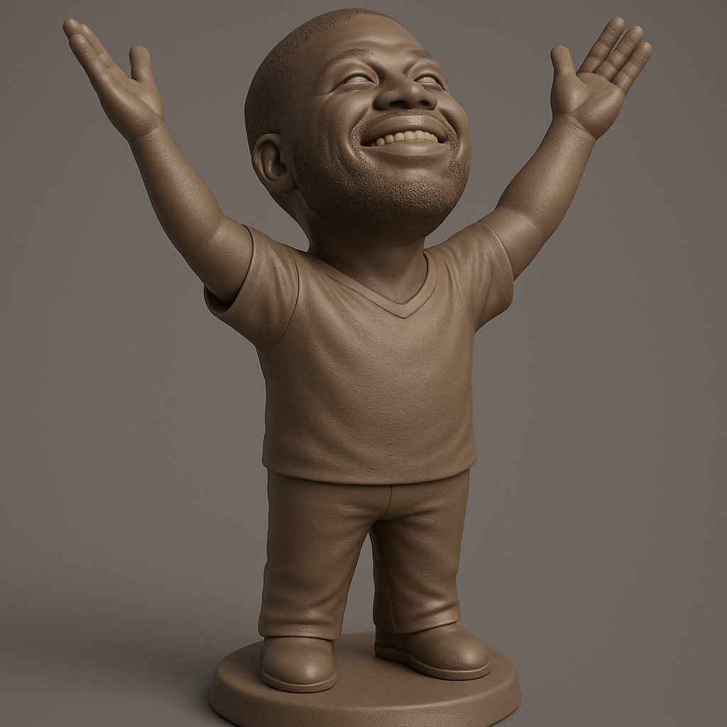 face anatomy 3d model-create 3d face model from photo_Uplifting Joyful Man Statue: Print Your Own Celebration!