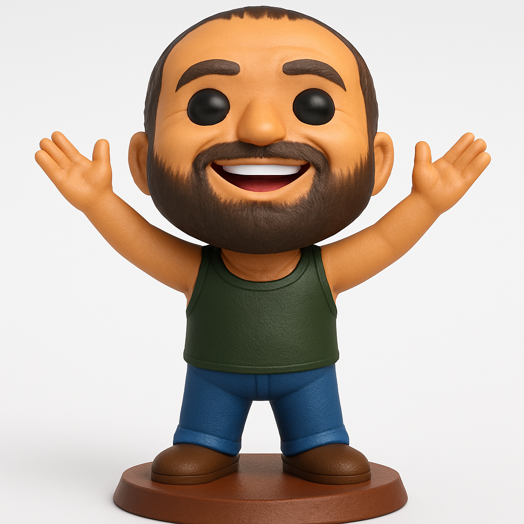 face to 3d model ai-3D portrait printing from photo_Enthusiastic Welcoming Guy Figurine - Desktop Joy!