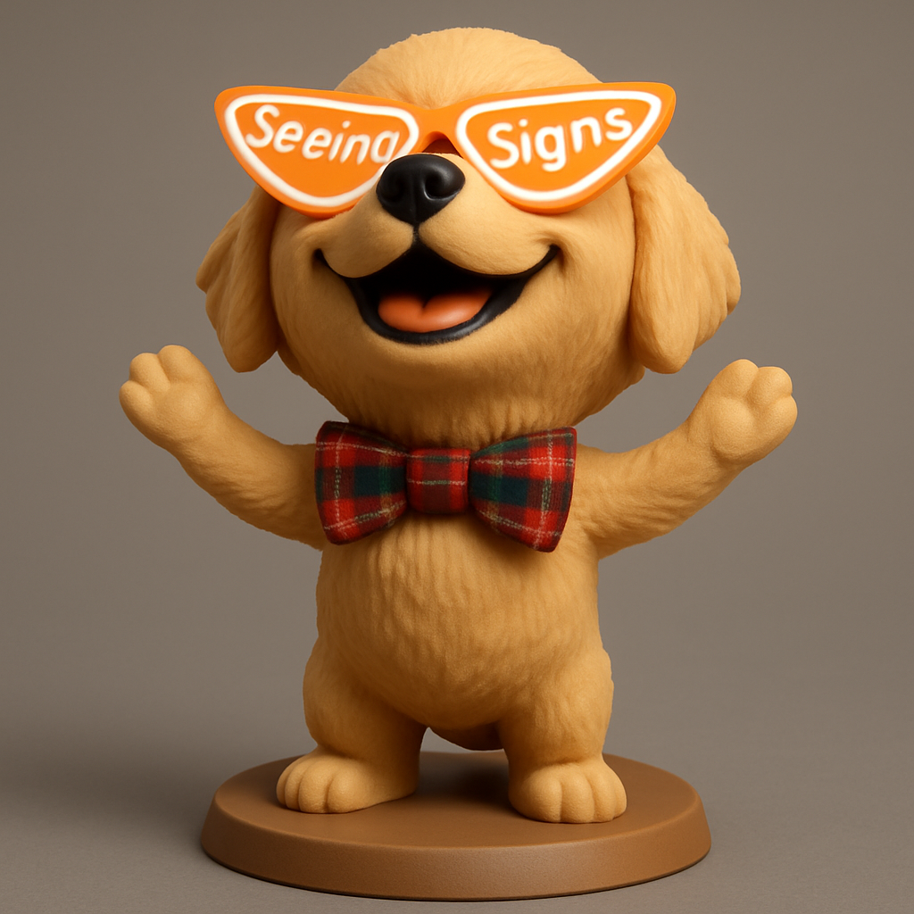 silhouette 3d printer maker-3d portrait printing_Cheerful Puppy Figurine with Sunglasses