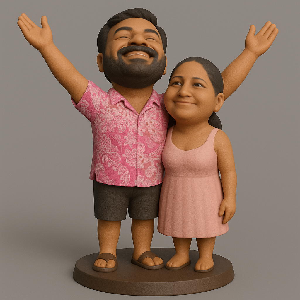 face anatomy 3d model-create 3d face model from photo_Joyful Couple Figurine for 3D Printing