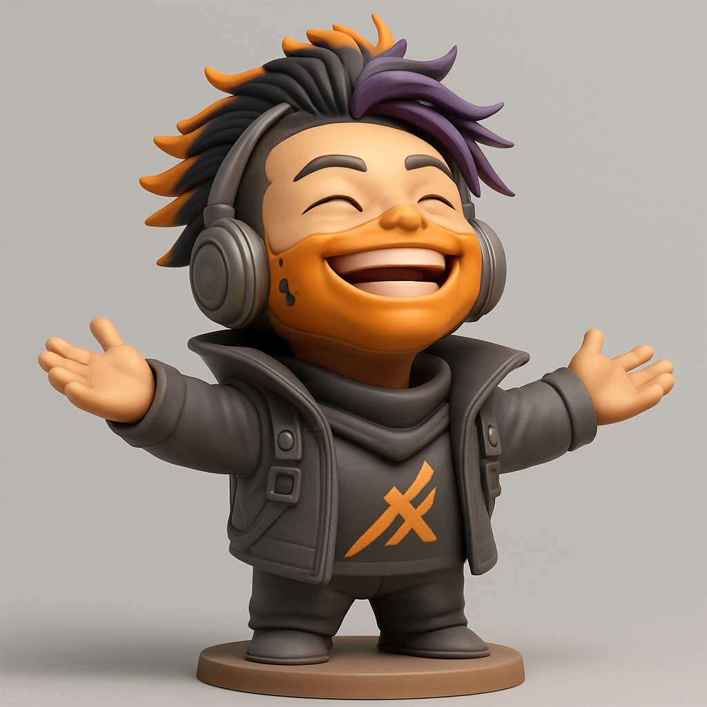 silhouette 3d printer maker-3d portrait printing_Joyful Chibi Gamer: Arms Wide Open for a Hug!