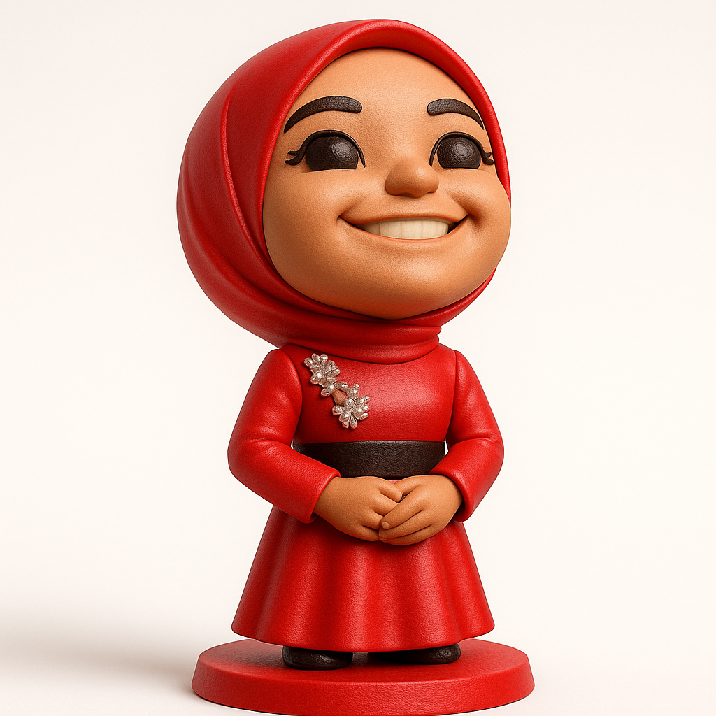 face to 3d model ai-3D portrait printing from photo_Smiling Hijabi Figure - Cheerful Desk Companion
