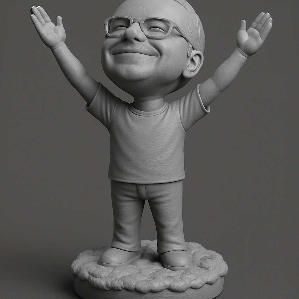 silhouette 3d printer maker-3d portrait printing_Triumphant Joy Statue - Celebrate Success in 3D!