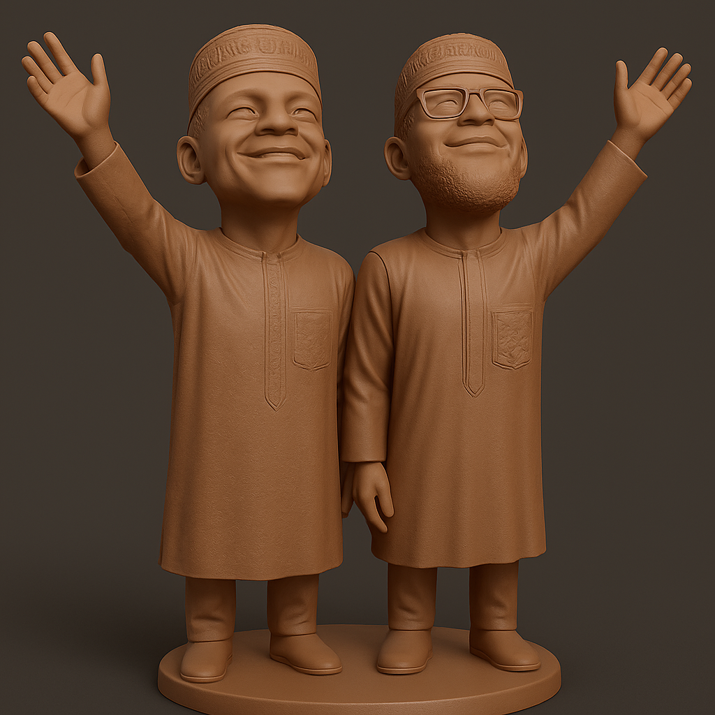 silhouette 3d printer maker-3d portrait printing_Joyful Twin Figurines for 3D Printing