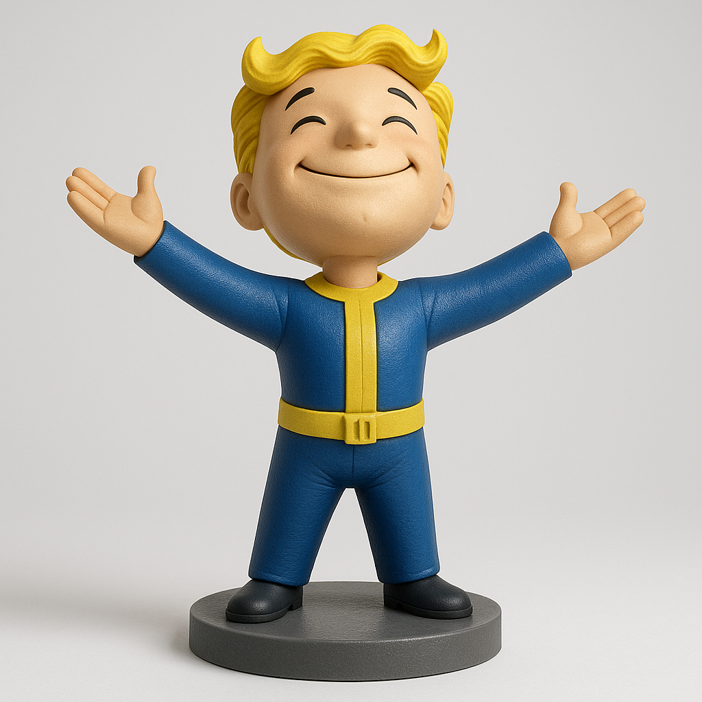 silhouette 3d printer maker-3d portrait printing_Cheerful Vault Boy Figurine for Collectors