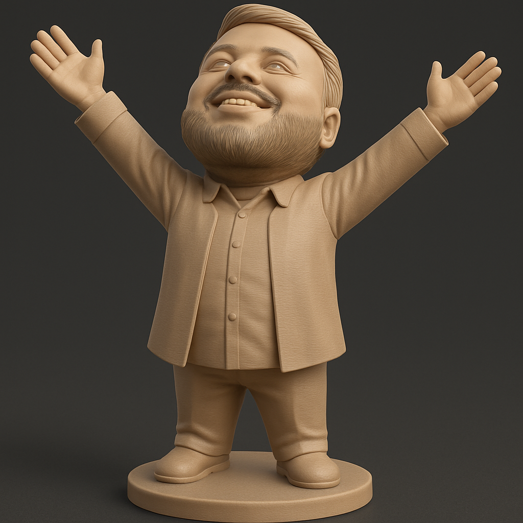 face anatomy 3d model-create 3d face model from photo_Optimistic Bobblehead Figurine: Spread Positivity!