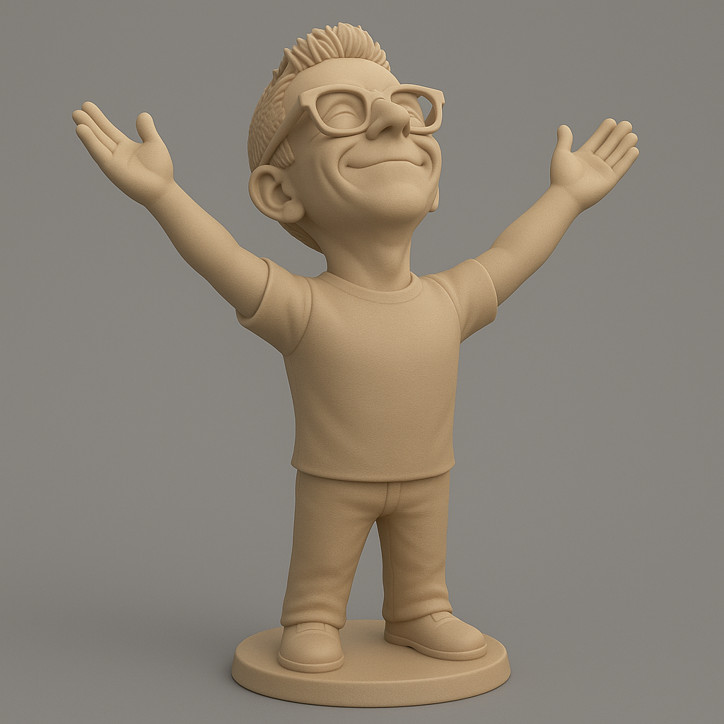 silhouette 3d printer maker-3d portrait printing_Joyful Character with Outstretched Arms