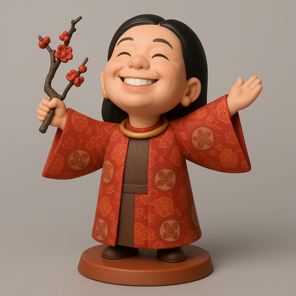 silhouette 3d printer maker-3d portrait printing_Cheerful Character in Traditional Attire