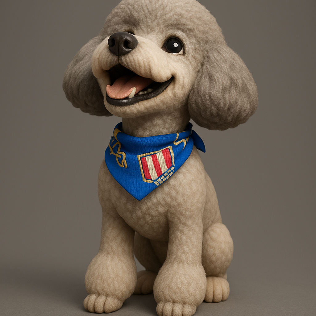 silhouette 3d printer maker-3d portrait printing_Charming Poodle Figurine with Scarf