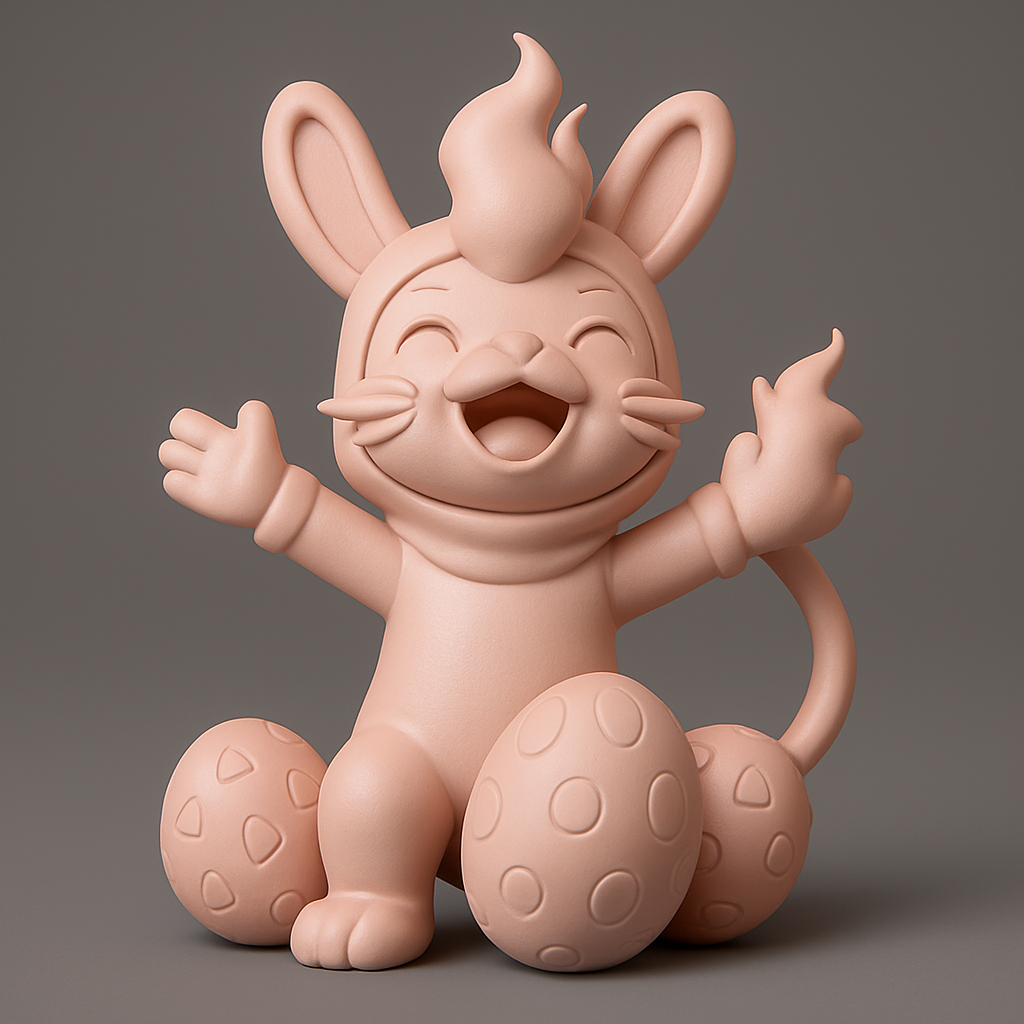 face anatomy 3d model-create 3d face model from photo_Happy Flame-Bunny: Festive Easter Charm 3D Print