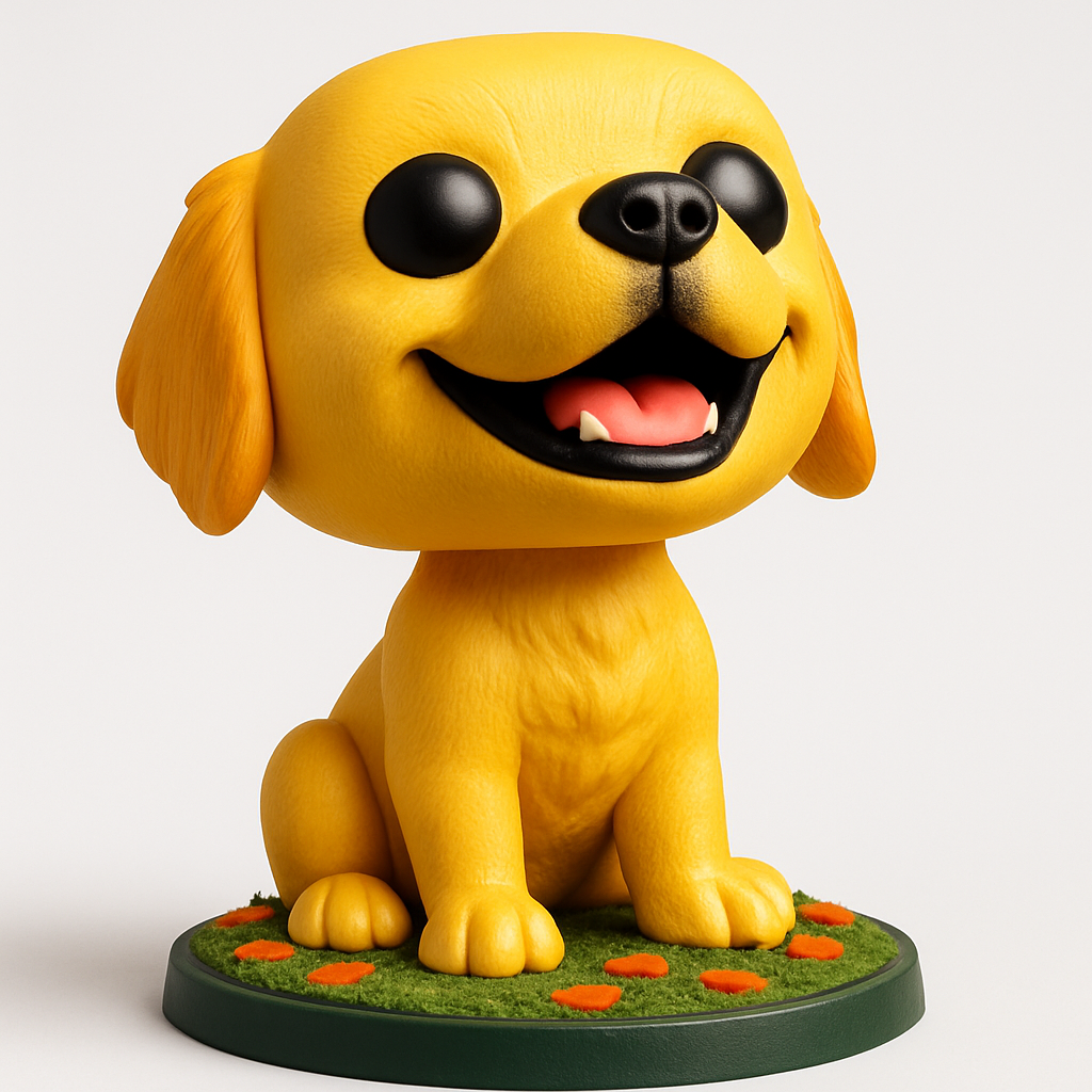 face anatomy 3d model-create 3d face model from photo_Happy Golden Pup Figurine - Desk Buddy 3D Print!