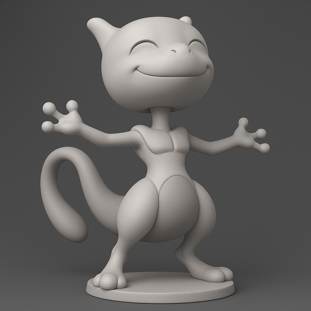 face anatomy 3d model-create 3d face model from photo_Whimsical Mewtwo Figurine for 3D Printing