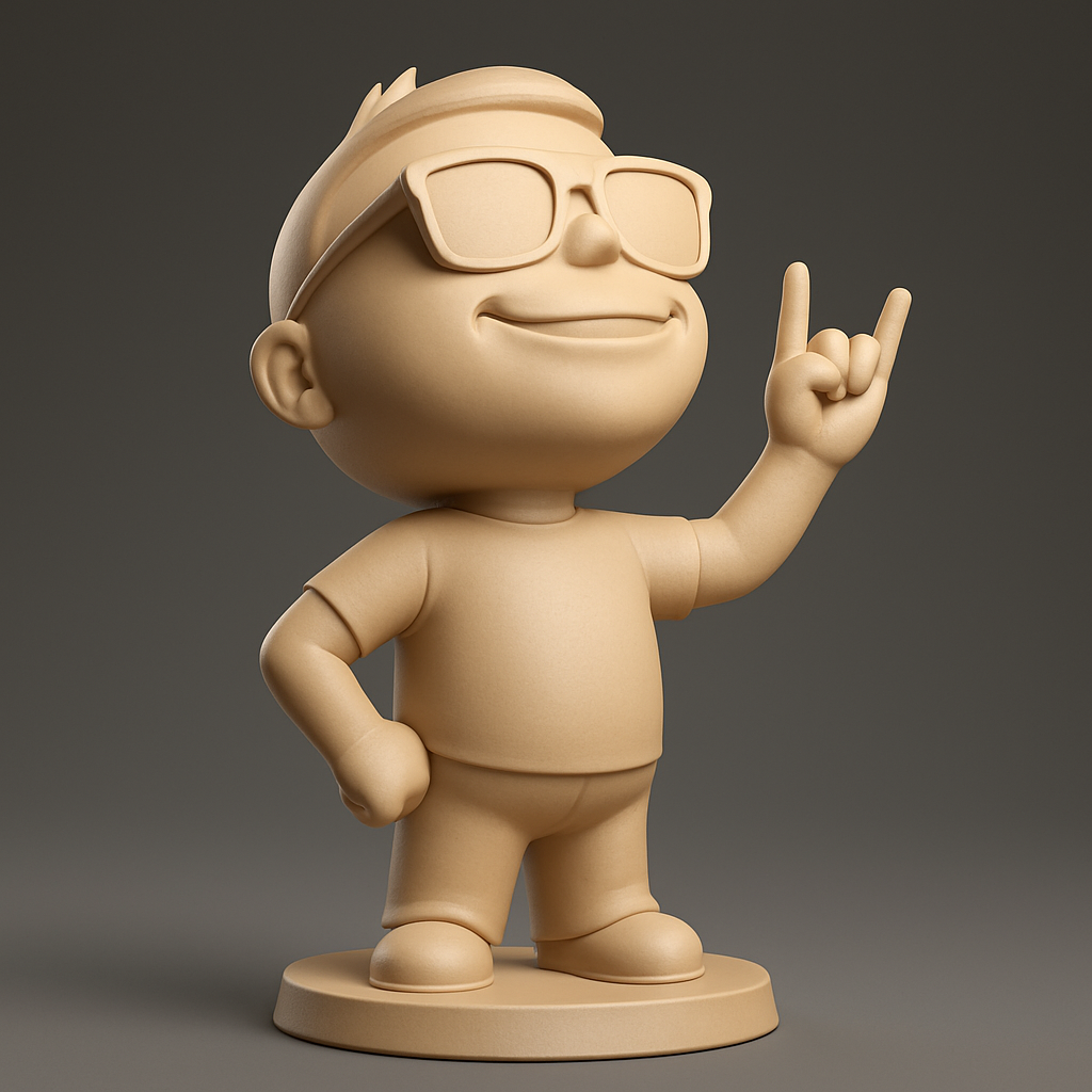 face to 3d model ai-3D portrait printing from photo_Rock On! Fun Sunglasses Boy 3D Print Figurine