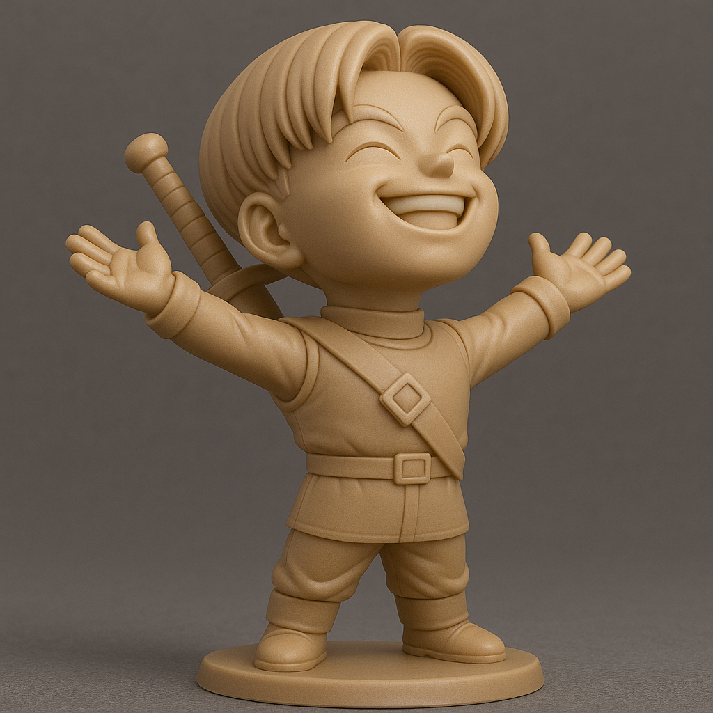 silhouette 3d printer maker-3d portrait printing_Joyful Warrior Kid 3D Model