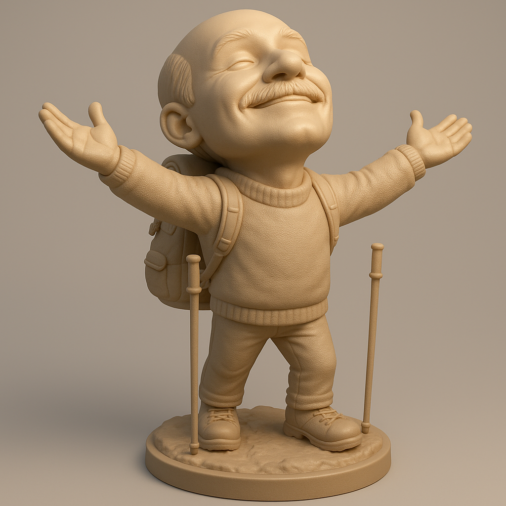 silhouette 3d printer maker-3d portrait printing_Joyful Hiker Figurine