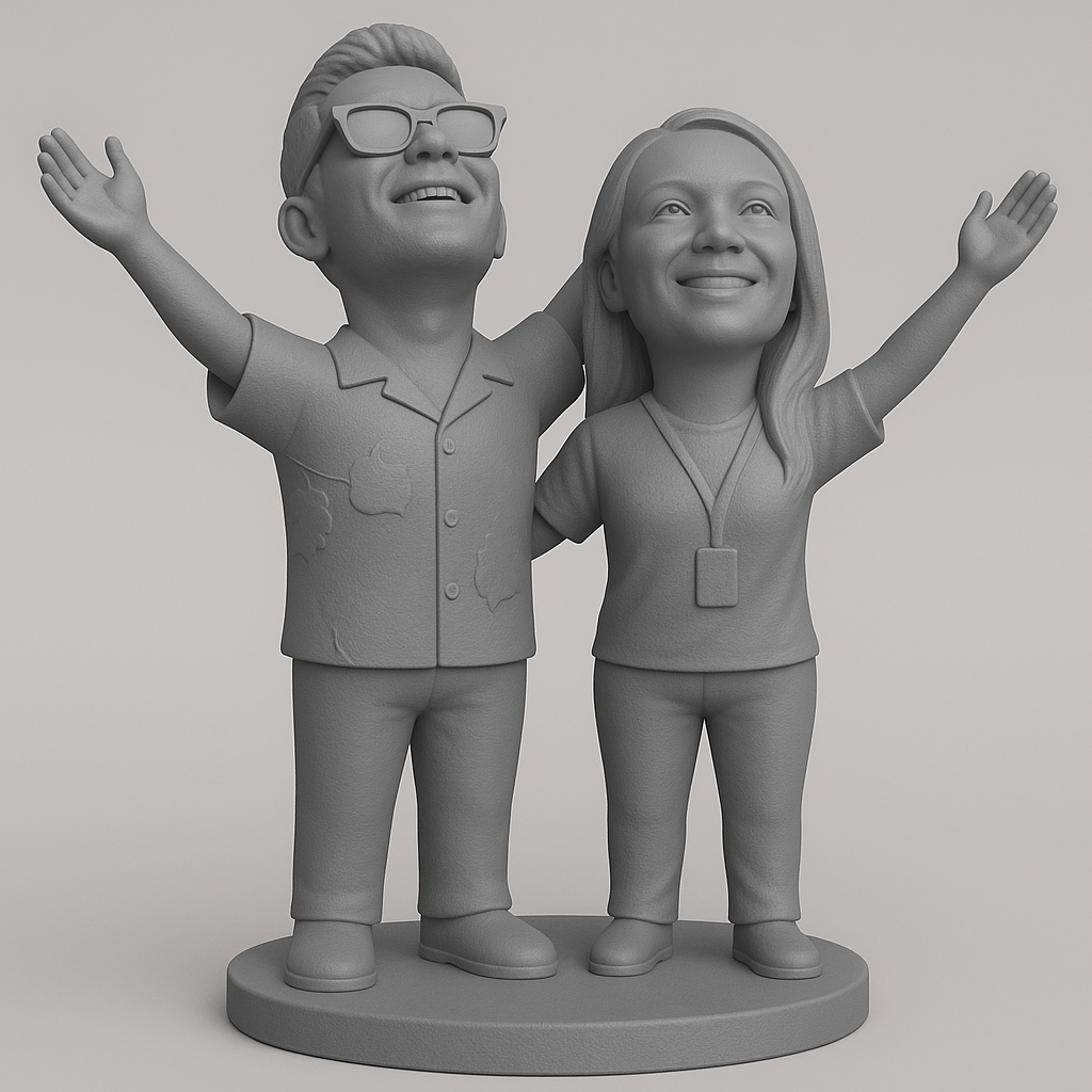silhouette 3d printer maker-3d portrait printing_Joyful Couple 3D Figurine for Printing