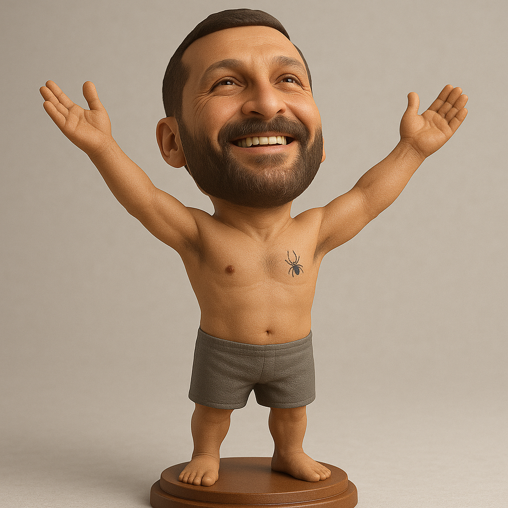 face anatomy 3d model-create 3d face model from photo_Smiling Bearded Man Figurine - Positive Desk Art