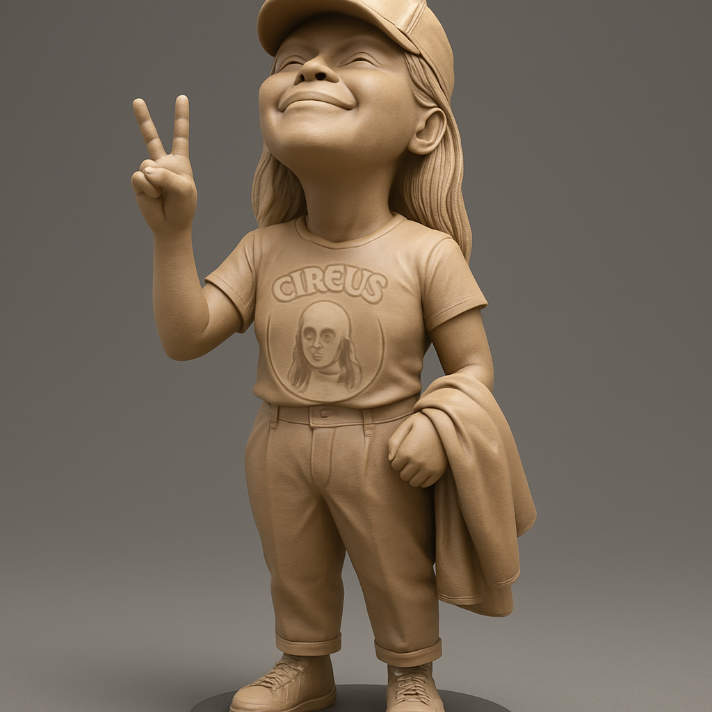 face anatomy 3d model-create 3d face model from photo_Optimistic Peace Sign Girl: Print Your Joyful Statue!